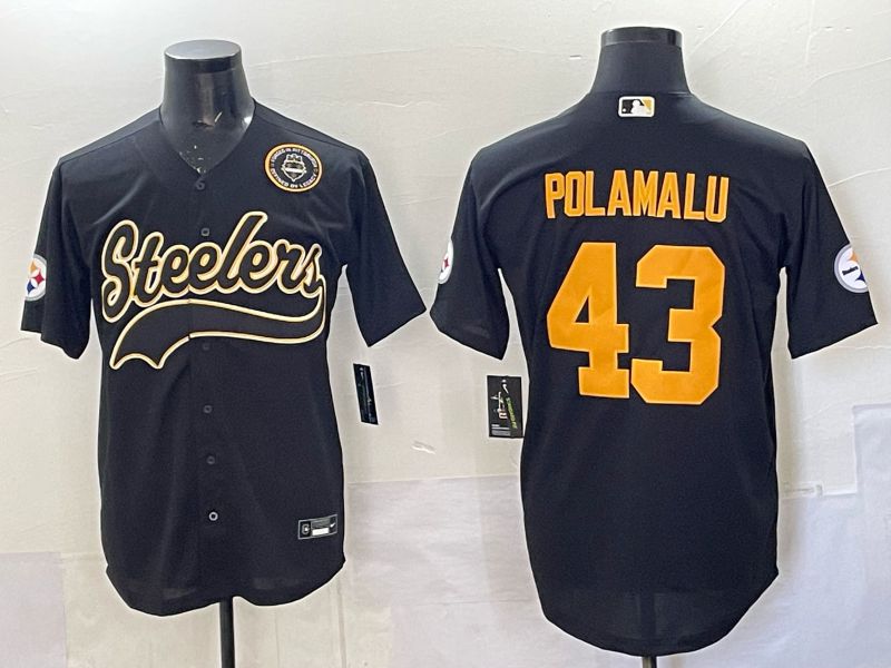 Men 2025 Pittsburgh Steelers #43 Polamalu black 3th generation Joint Name Nike Limited NFL Jersey style 007